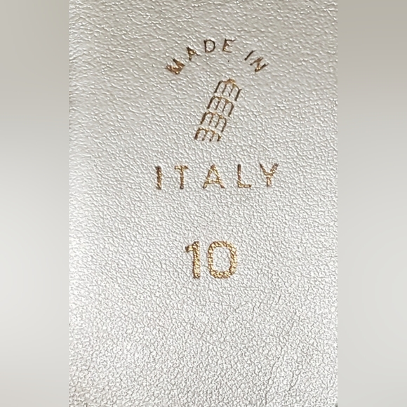 Italian Shoemaker Rhinestones Blue Gold Tone Wedge Sandals Size 10 - Picture 9 of 10